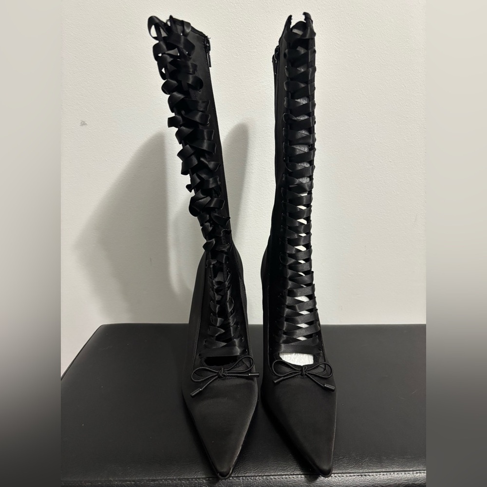NWOB Dolls Kill / Widow Black Scandalous Seduction Heeled Boots - Picture 2 of 9